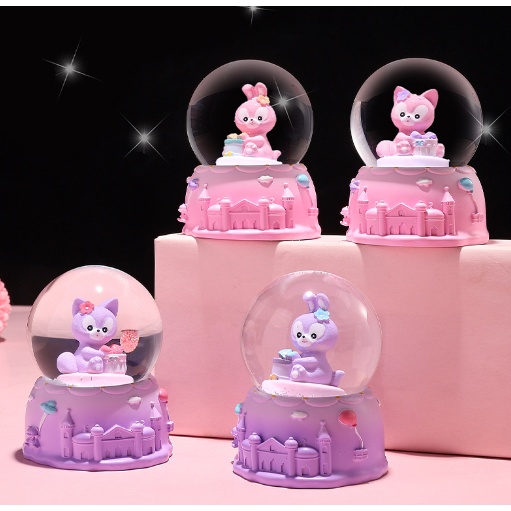 Quả cầu tuyết cáo lina gấu dâu tây lotso thỏ stella  QCT3 có đèn 5cm DF friends