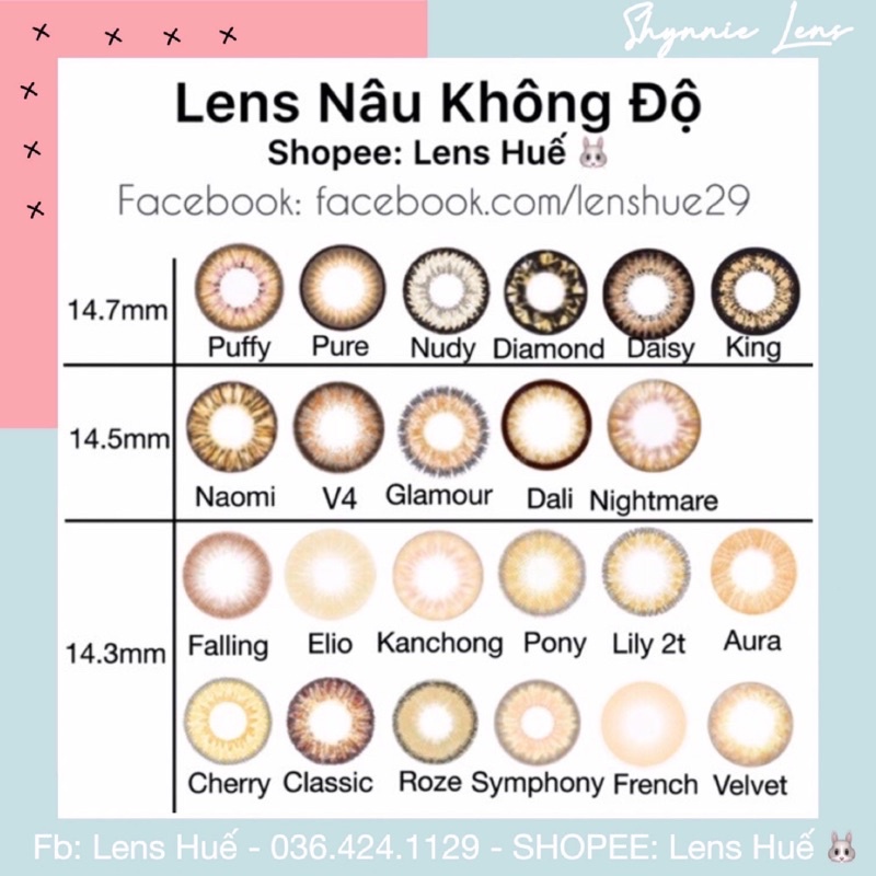 ALBUM LENS NÂU BROWN - KÍNH ÁP TRÒNG 0 ĐỘ 2020 SIÊU HOT