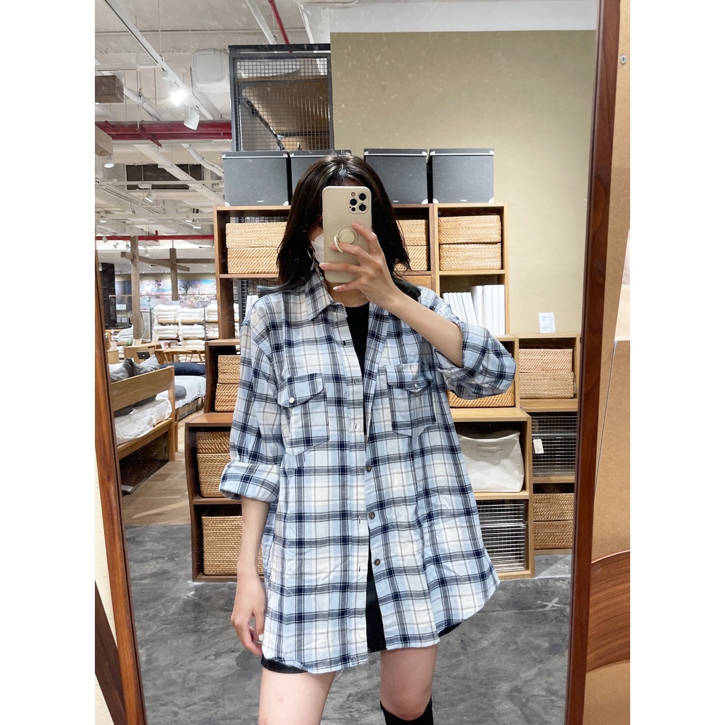 Áo sơ mi form rộng FLANNEL hoạ tiết caro (Ảnh thật/Có sẵn) | BigBuy360 - bigbuy360.vn