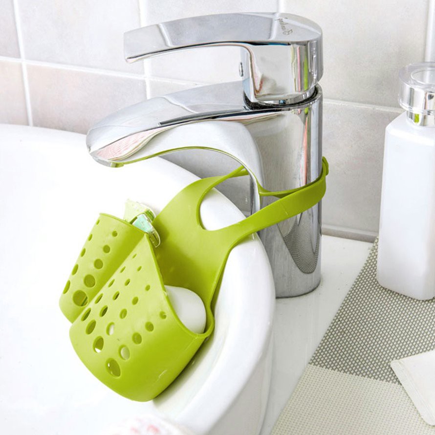 Giỏ đựng miếng rửa chén gắn bồn rửa có nút cài tiện lợi