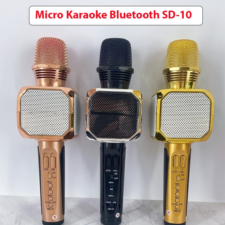 [Mã 254ELSALE giảm 7% đơn 300K] Micro Karaoke bluethoth SD10 Không Dây Kết Nối Bluetooth Nghe Hay - công suất lớn