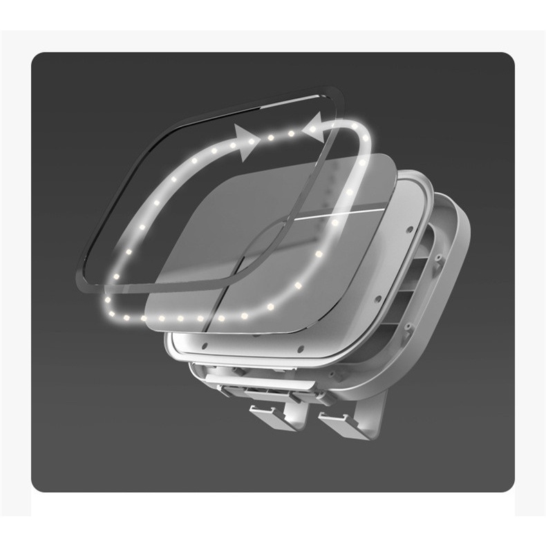 Gương Trang Điểm Ba Cánh Có Thể Sạc Lại Cổng USB Gắn Tấm Che Nắng Xe Hơi