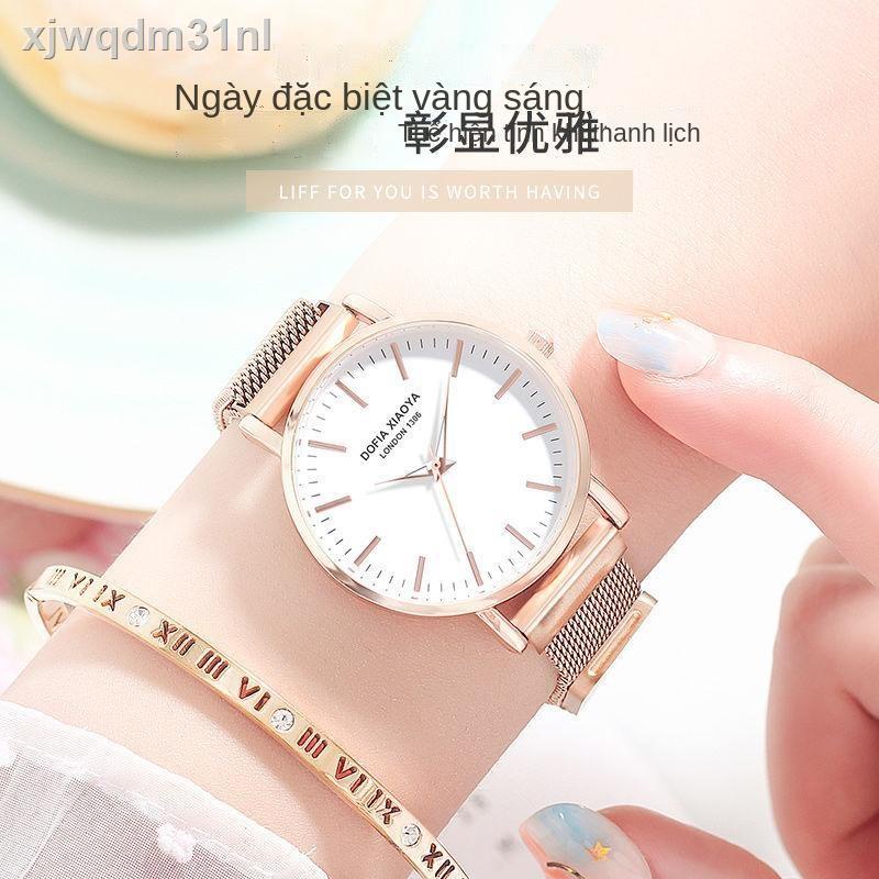 ( Sẵn)Đồng hồ nữ chính hãng Thụy Sĩ thức phiên bản Hàn Quốc siêu mỏng không thấm nước dạ quang của cơ tự động đơn giản