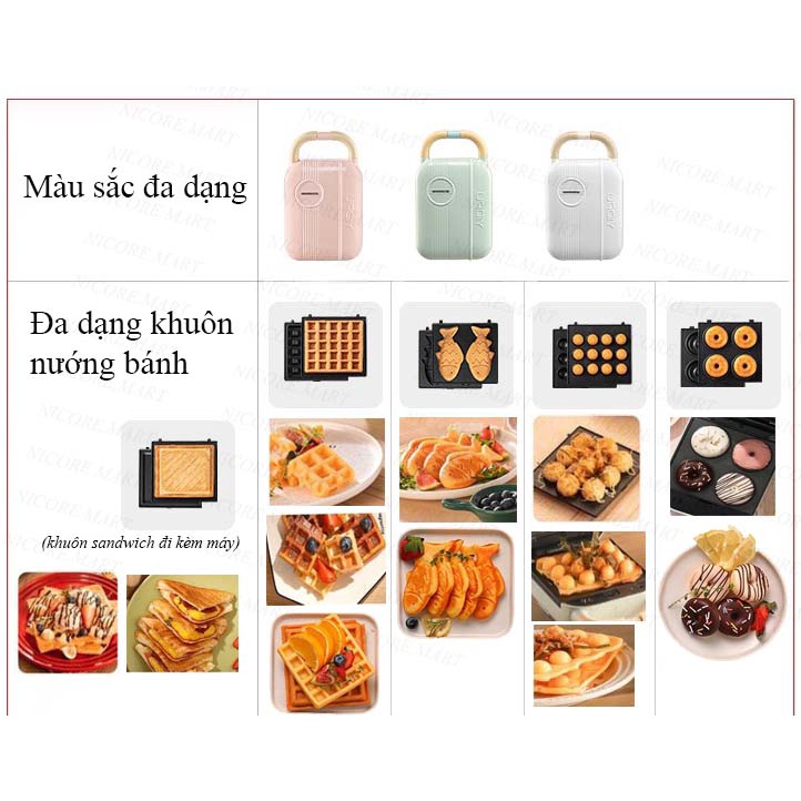 Máy nướng bánh mì sandwich YIDPU có thay được khuôn- Máy nướng bánh mỳ, làm bánh mini đa năng