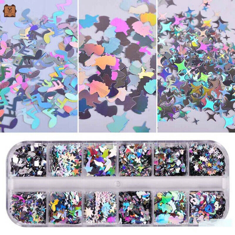 Set 12 Hộp Sequin Lấp Lánh Dùng Để Trang Trí Móng Nghệ Thuật