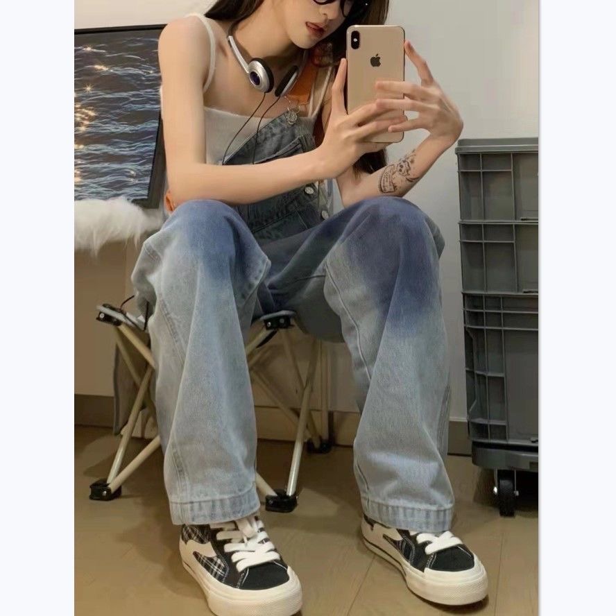 Yếm quần dài ống suông rộng chất jeans siêu ngầu - ẢNH THẬT Ở CUỐI