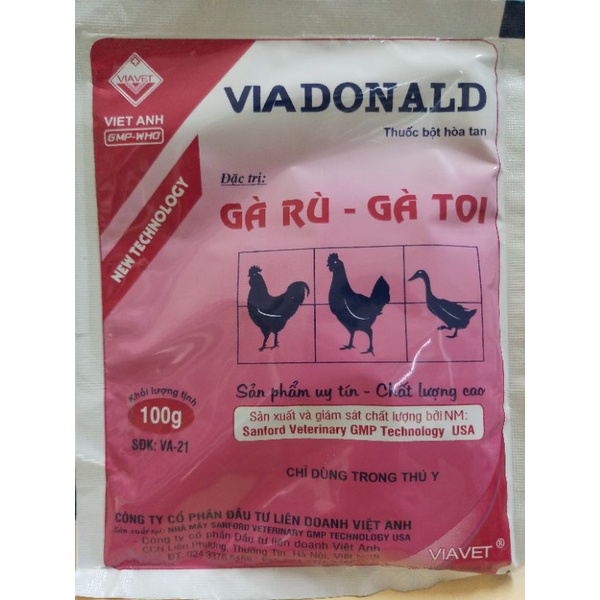 1 gói Via Donald ViaDonald 100 gram gà rù, gà toi