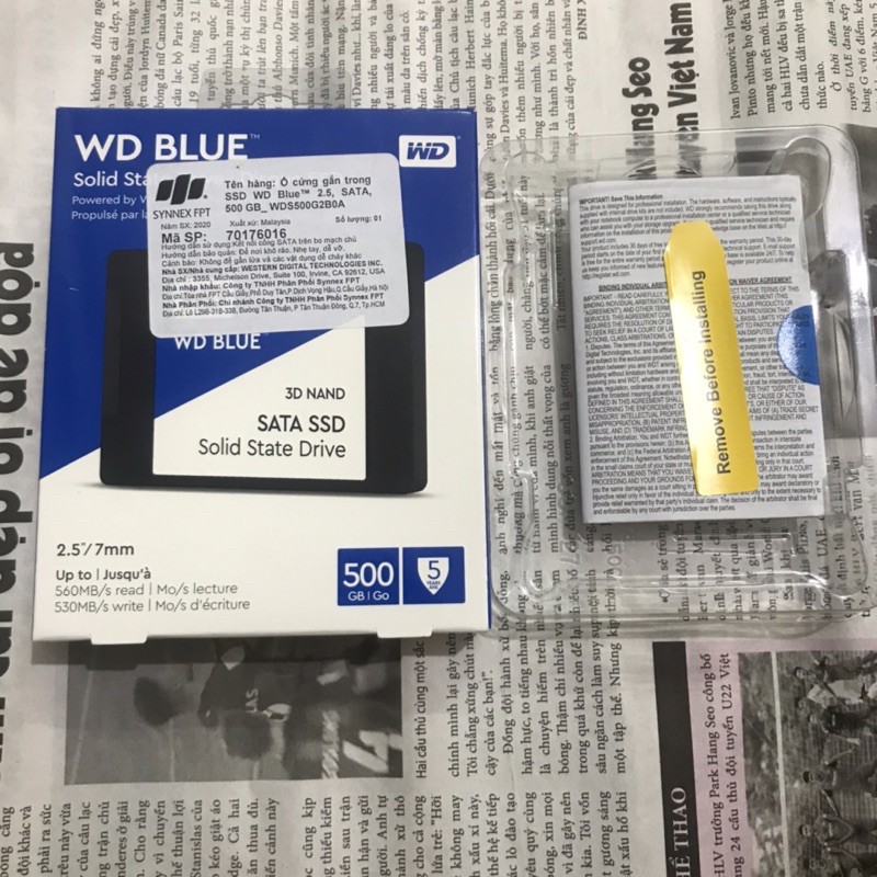 Boxfull - Bộ vỏ đựng ổ cứng ssd 500G WD Blue dùng để trưng bày hoặc bảo quản ssd