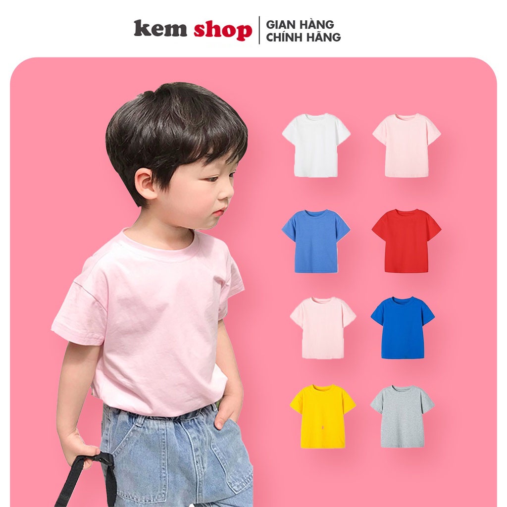 Áo phông bé trai và bé gái unisex cotton trơn, Áo thun trẻ em từ 1 - 3 tuổi QATE H12