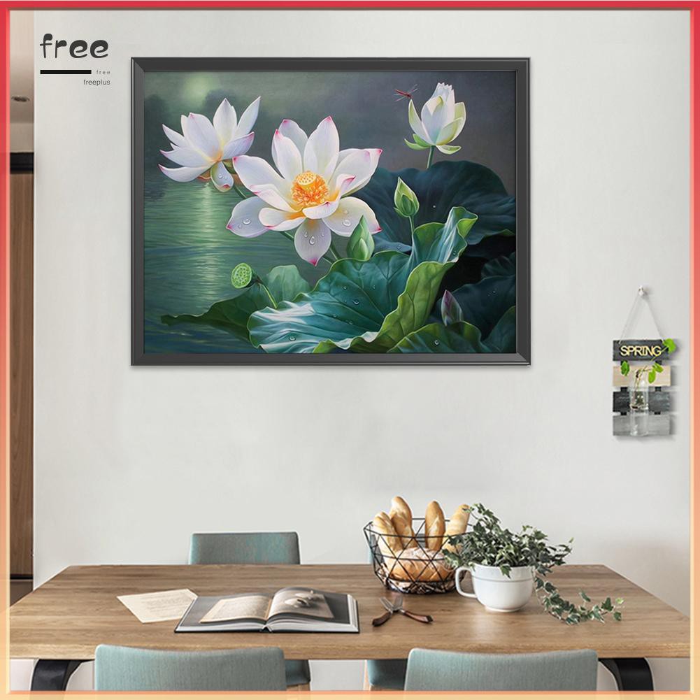 Tranh Thêu Chữ Thập Hình Hoa Sen 11ct 50x40cm | BigBuy360 - bigbuy360.vn
