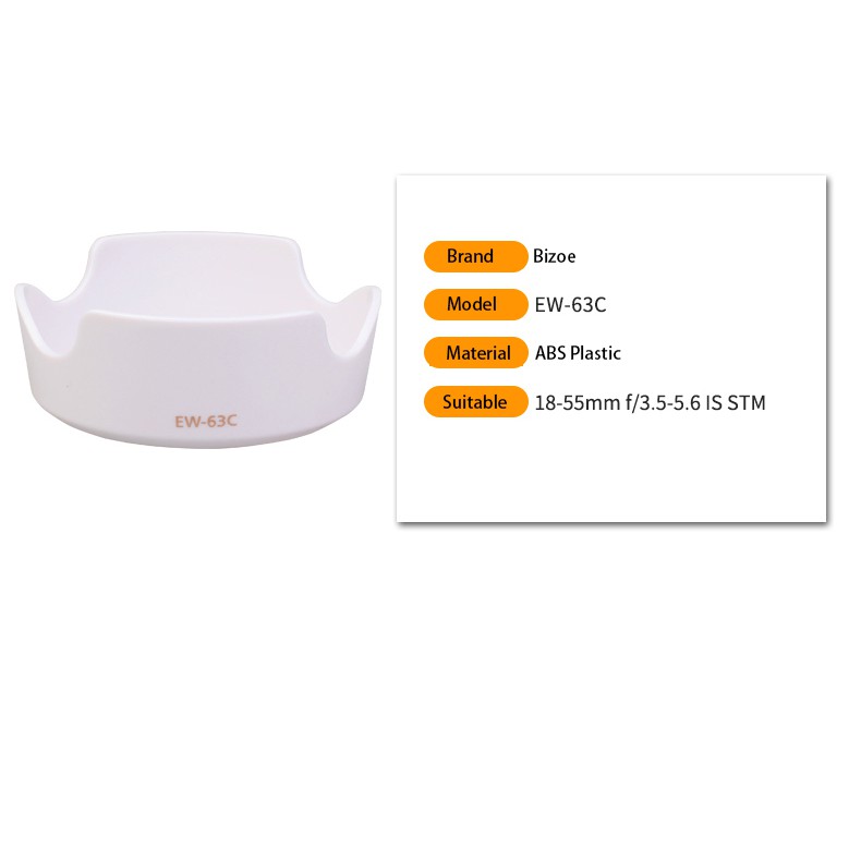 Loa Che Nắng BIZOE ew-63c Cho Máy Ảnh Canon 18-55 STM EOS 700d 750d 760d 800D 100D 200D SLR 58mm