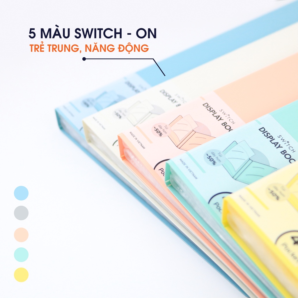 Bìa Lá A4 Switch ON AO+, Túi Dày 0.06 mm  - WD622/WD624