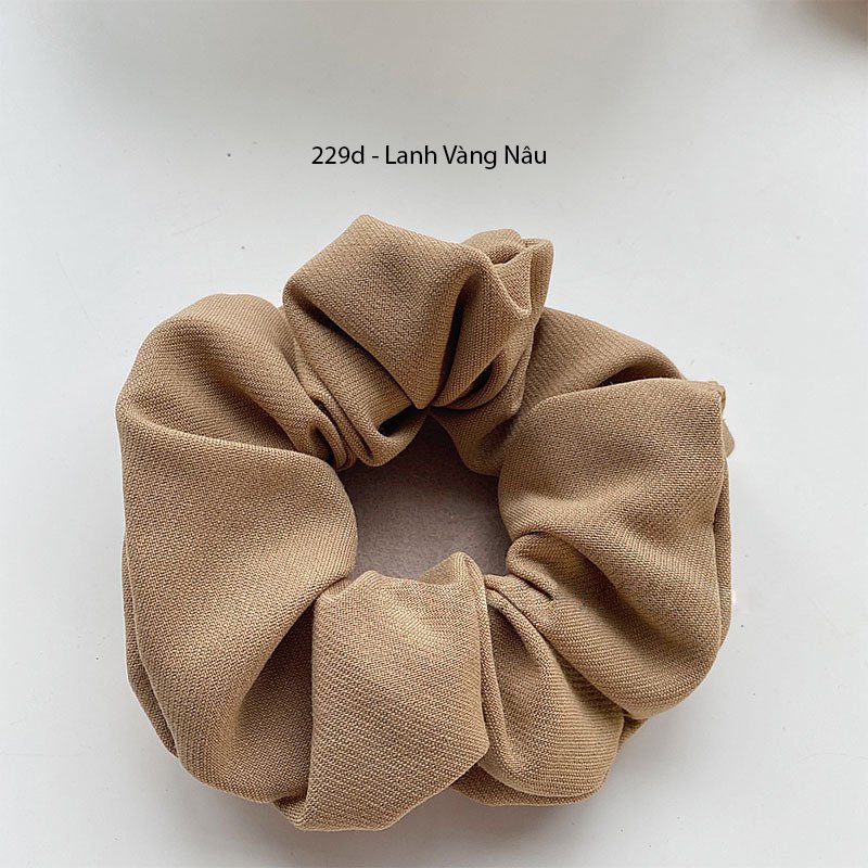 (0229) Chun Buộc Tóc Vải Và Cặp Tóc Tone Nâu Vàng Vintage Hàn Quốc