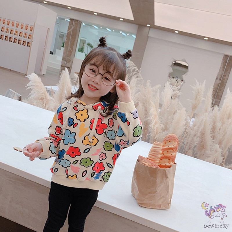 Áo Hoodie Họa Tiết Hoa Dễ Thương Phong Cách Hàn Quốc Cho Nữ