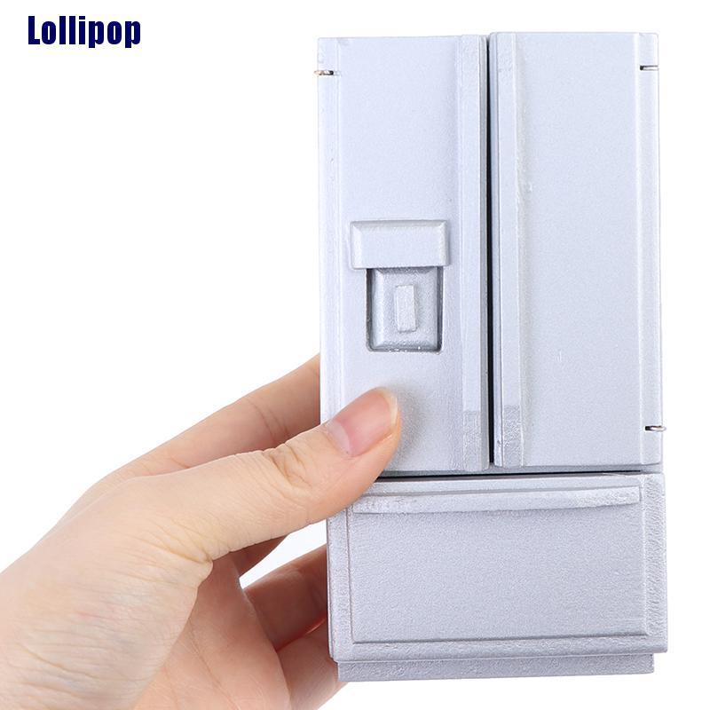 Tủ Lạnh Gỗ Mini Tỉ Lệ 1 / 12 Trang Trí Nhà Búp Bê