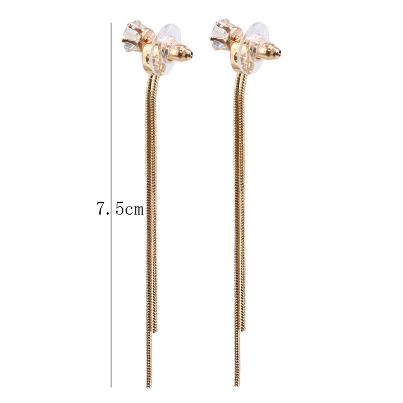 Bông Tai Dây Tua Rua Dáng Dài Đính Đá Nhân Tạo Thời Trang