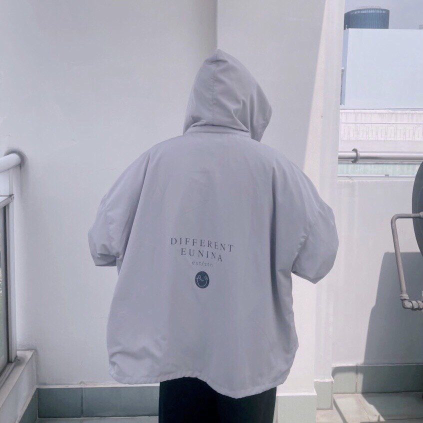 Áo Khoác dù Mặt cười jacket ulzzang unisex Nón Rời form rộng Hàn Quốc