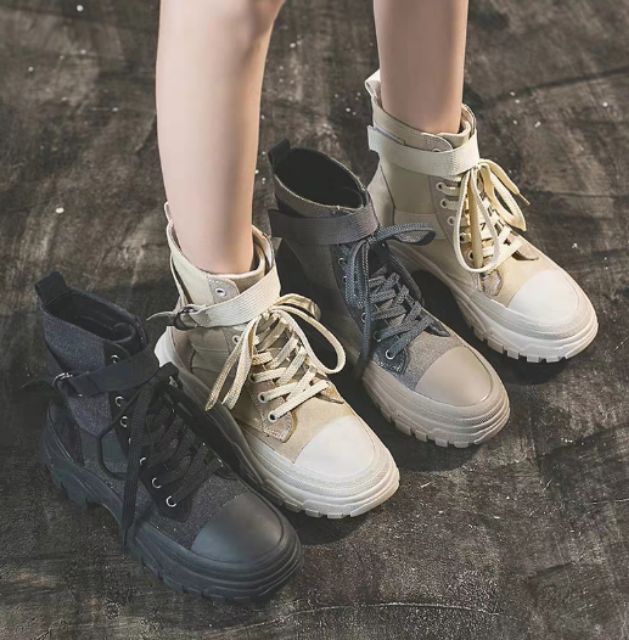 [BOOT- VIDEO THẬT] GIÀY CAO CỔ VẢI KAKI | BigBuy360 - bigbuy360.vn