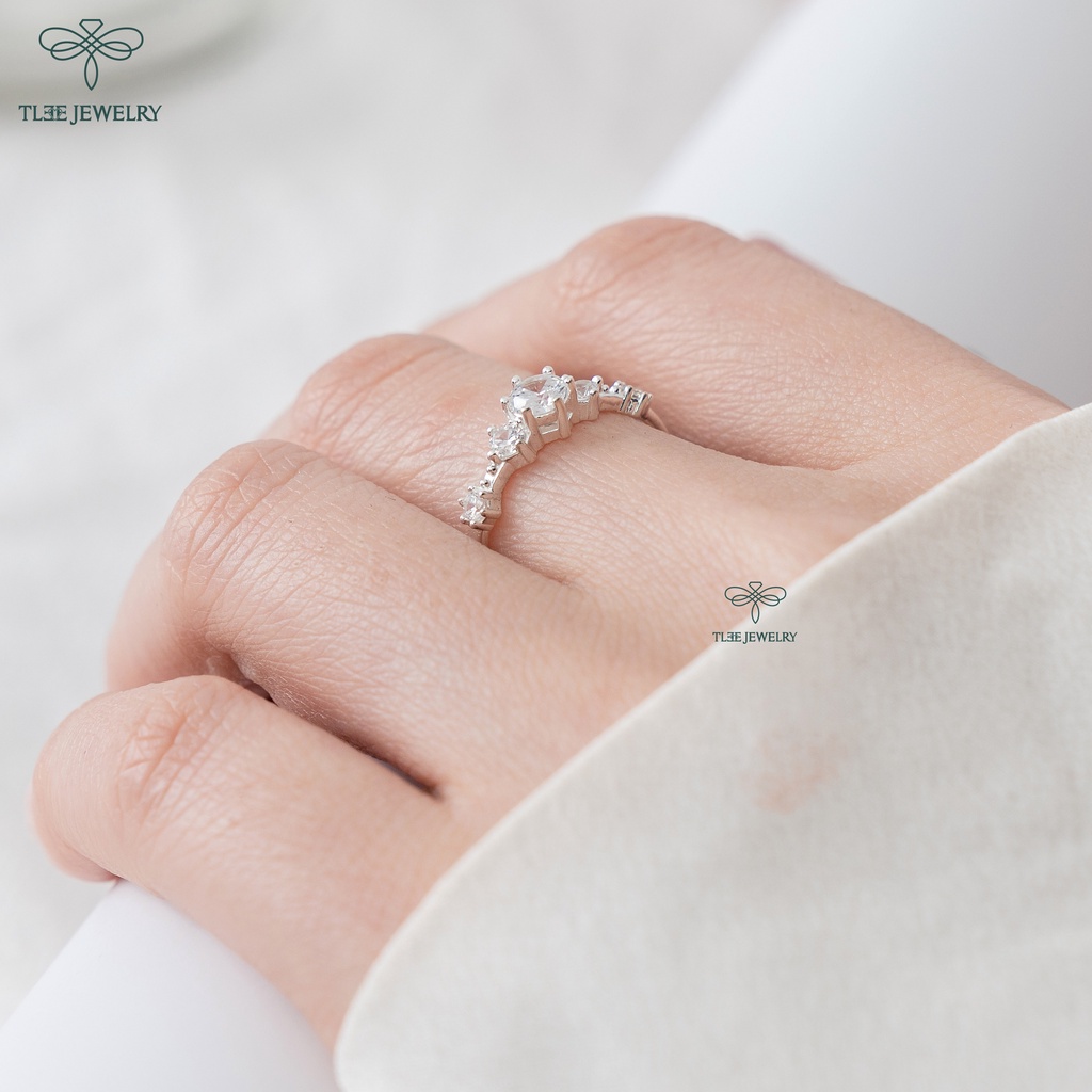 Nhẫn bạc nữ TLEE Snow Princess Fre nạm đá lấp lánh TleeJewelry A0156