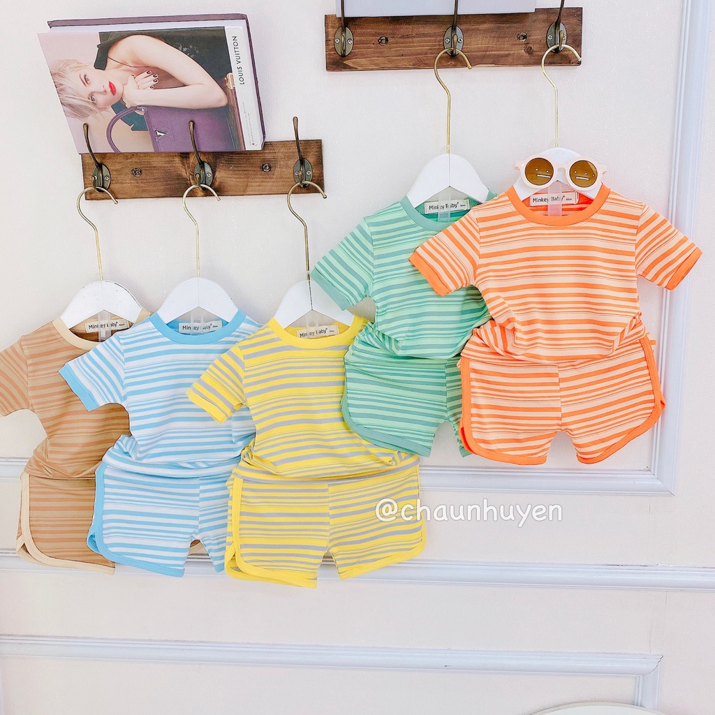 Full Size(6-26kg)Bộ cộc tay sọc dệt siêu xinh,vải mịn,mát,thấm hút mồ hôi tốt cho bé.Đồ bộ bé trai,bé gái