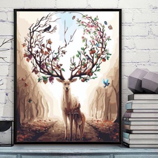 TRANH TÔ MÀU THEO SỐ 💕CHUẨN MÀU 💕 MẪU HƯƠU TUẦN LỘC KHUNG DÀY