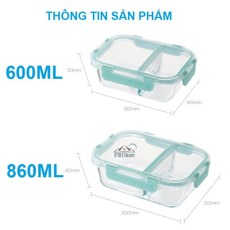 Hộp thủy tinh chia ngăn Lock&amp;Lock Glass Food Container dung tích từ 860ml đến 1040ml LLG458