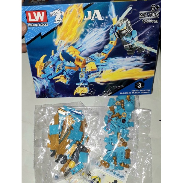 Lắp ráp 1 hộp Ninjago cưỡi Rồng 1038 có nhiều chi tiết bằng nhựa ABS rất đẹp