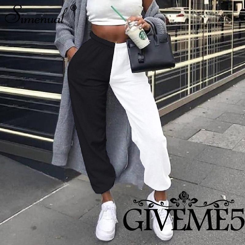 Quần dài lưng cao màu tương phản thời trang dành cho nữ