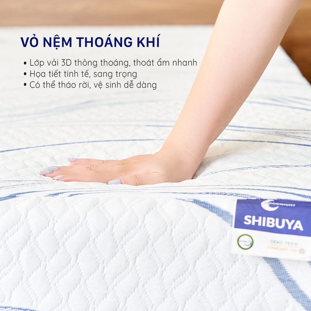 Nệm foam Goodnight Shibuya Platinum 20cm công nghệ Nhật Bản - Khả năng nâng đỡ tốt tạo độ cứng mềm lý tưởng cho cột sống