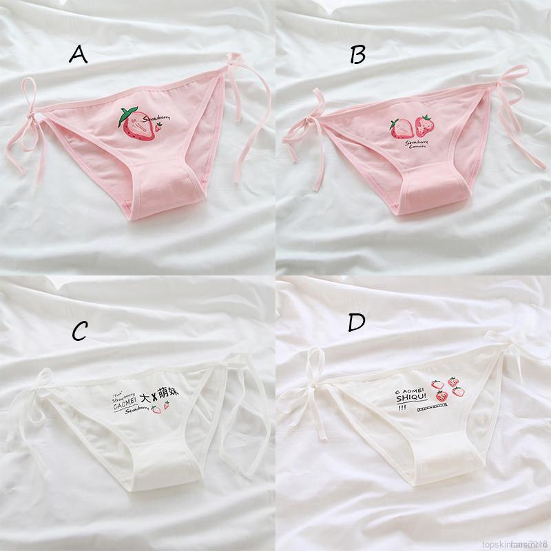 Quần Lót Cotton In Hình Trái Dâu Thời Trang Cho Nữ