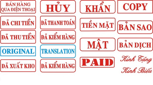 Dấu Đã thanh toán / Đã thu tiền / Đã chi tiền / Đã xuất hóa đơn / Bán hàng qua điện thoại / Nội dung khác Shiny S-222