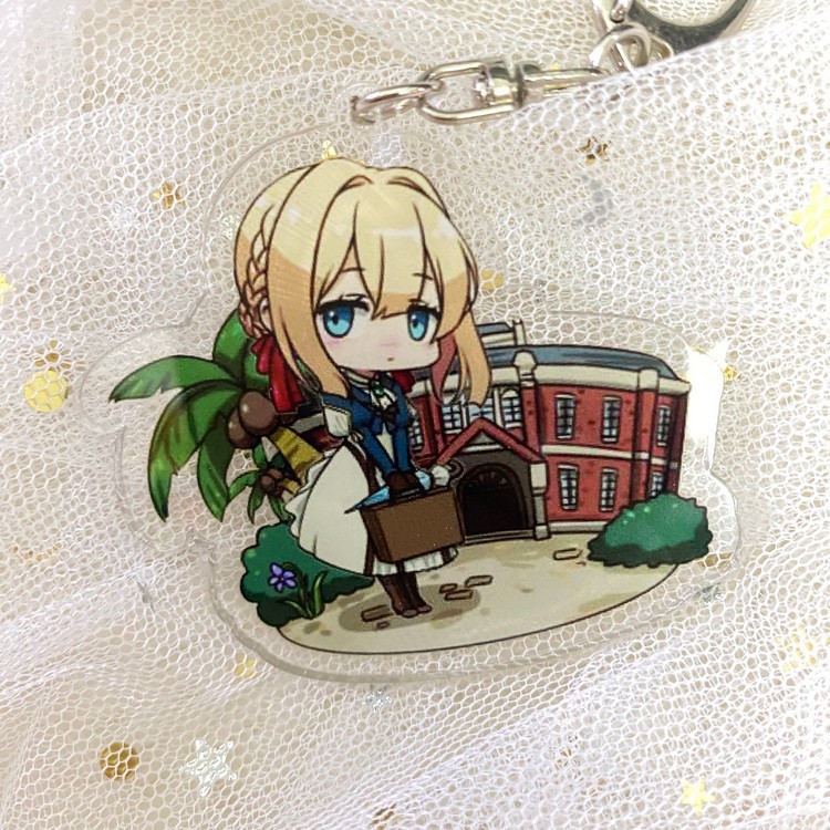 ( Mica trong acrylic) Móc khóa Violet Evergarden ver cute in hình anime chibi