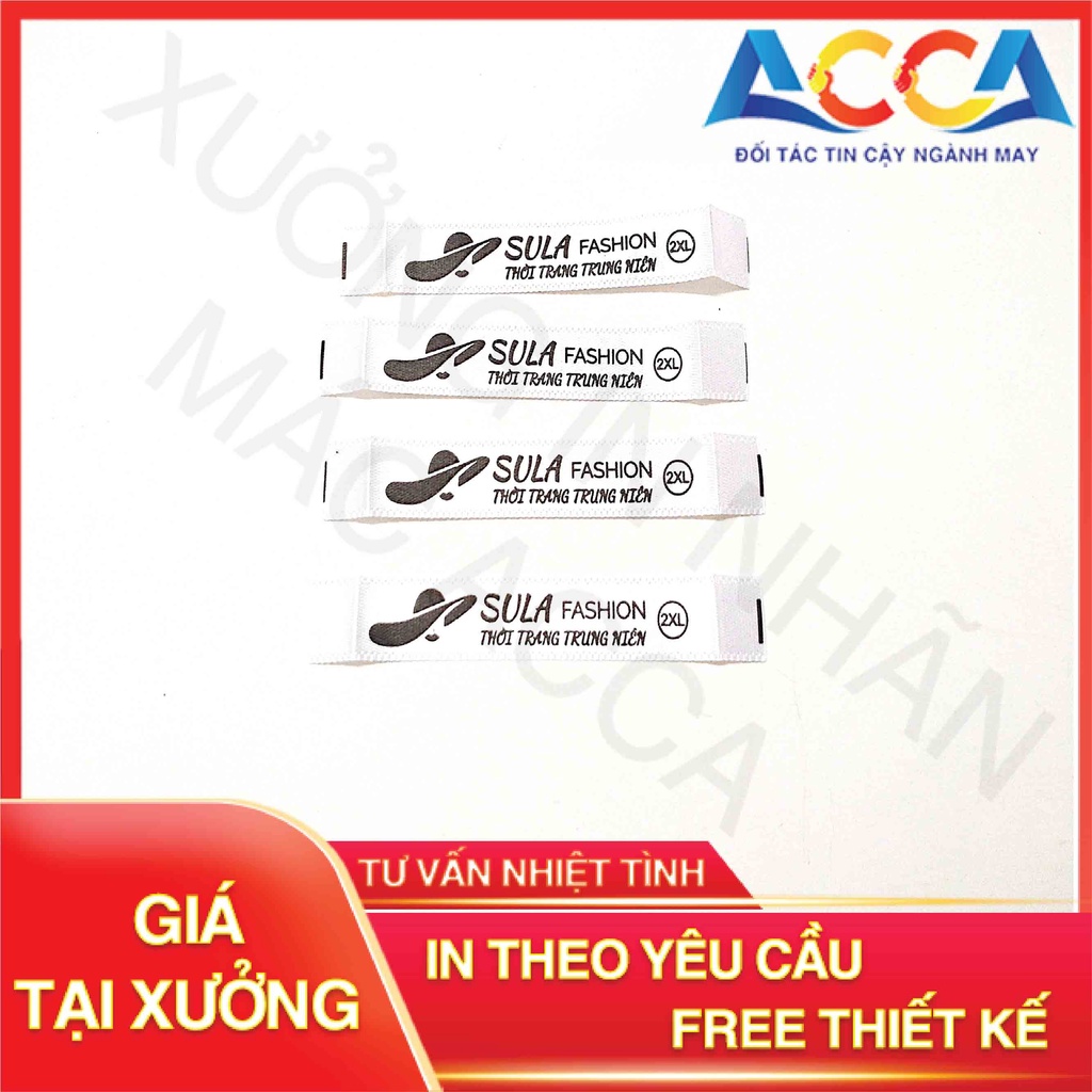In mác theo yêu cầu_Nhãn mác quần áo_Mác đính cổ/kẹp sườn_Chất liệu satin/cotton
