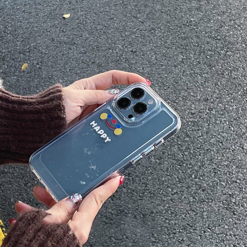 Ốp Lưng Iphone Trong Suốt THE VIBES chống va đập hoạ tiết Happy 7plus/x/xsmax/11/11promax/12/12promax/13/13pro/13promax