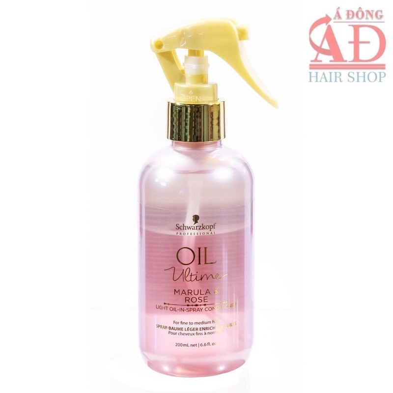 Xịt dưỡng tóc mảnh Schwarzkopf Ultime Oil Marula Rose 200ml (ĐỨC)