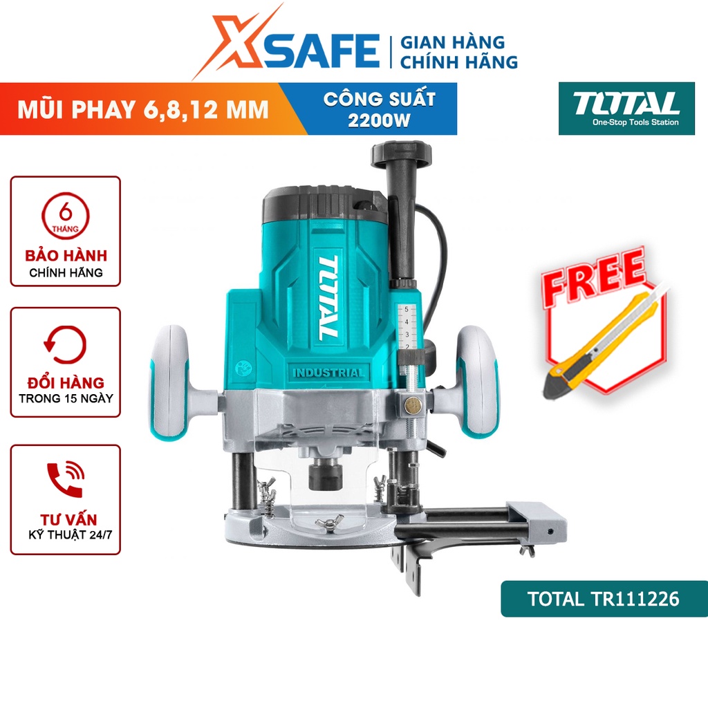 Máy phay gỗ Total TR111226 Công suất 2200W Tốc độ không tải 9000-23000rpm - Chính hãng