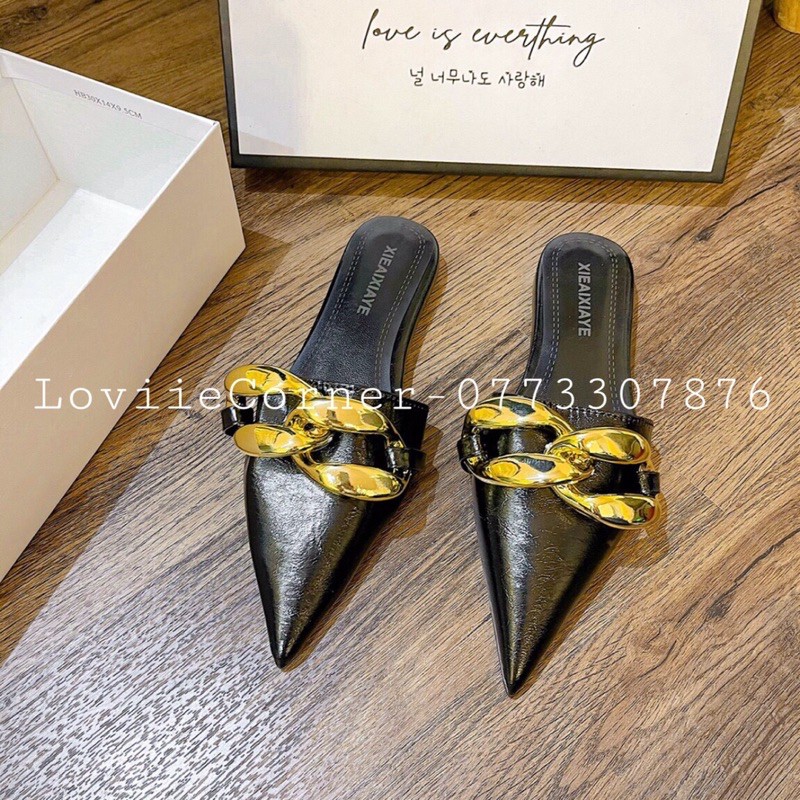 SỤC NỮ LOVIIECORNER- DÉP SỤC NỮ THỜI TRANG XÍCH QUẢNG CHÂU - SỤC ĐẾ BỆT MŨI NHỌN - DÉP SỤC NỮ XÍCH ĐẾ BỆT  D210378