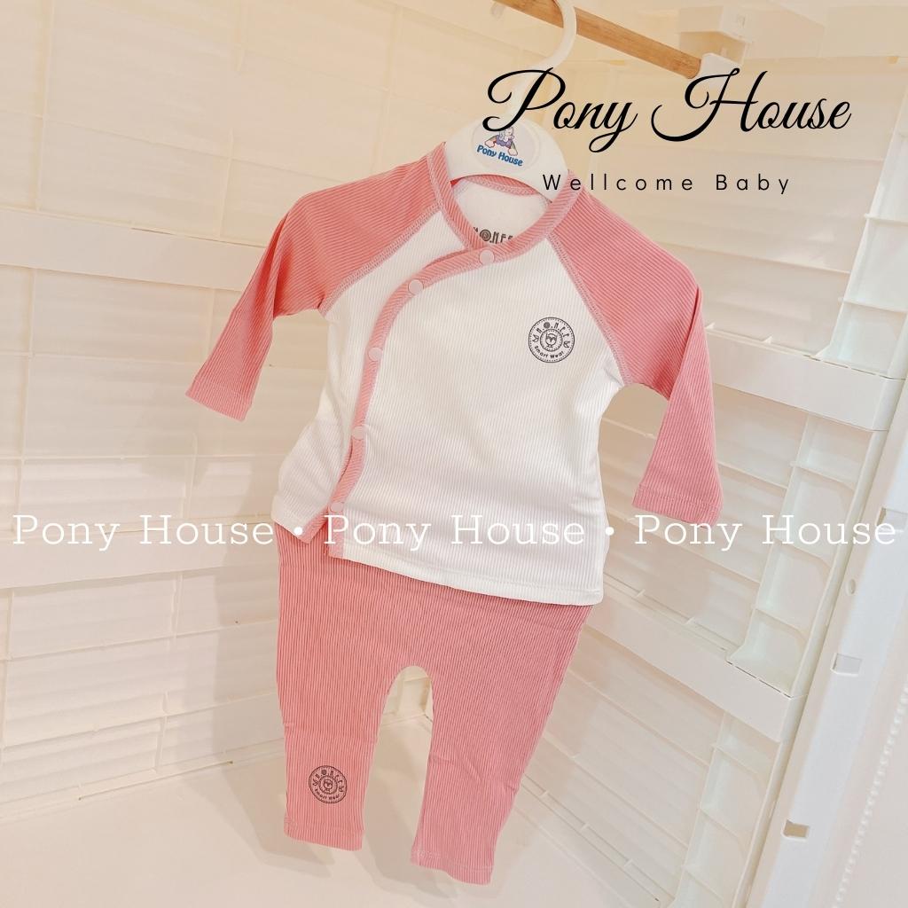 Bộ Sơ Sinh Cài Chéo Hrnee Len Tăm Dài Tay Nỉ Ấm Thu Đông Cho Bé (0-3M Đến 6-9M)