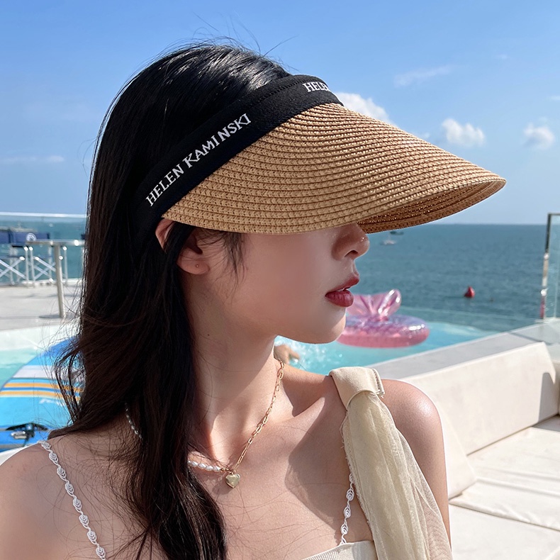 Nón Cói Hở Đầu Vòng Đen Phối Chữ Nón Đi Biển P2130