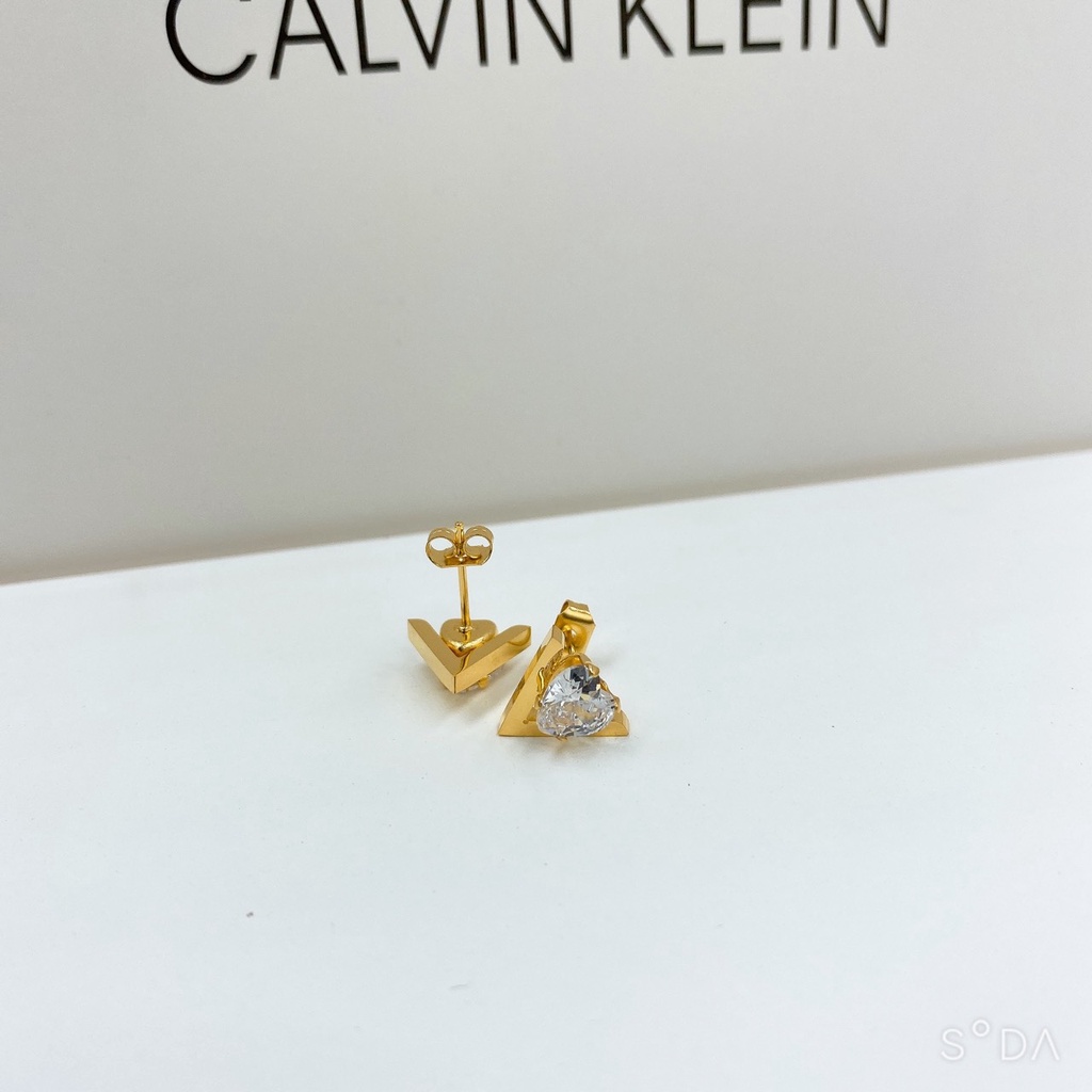 [FreeShip] Bông tai nữ titan chữ V đính đá E3-412a - CAM KẾT KHÔNG BAY MÀU