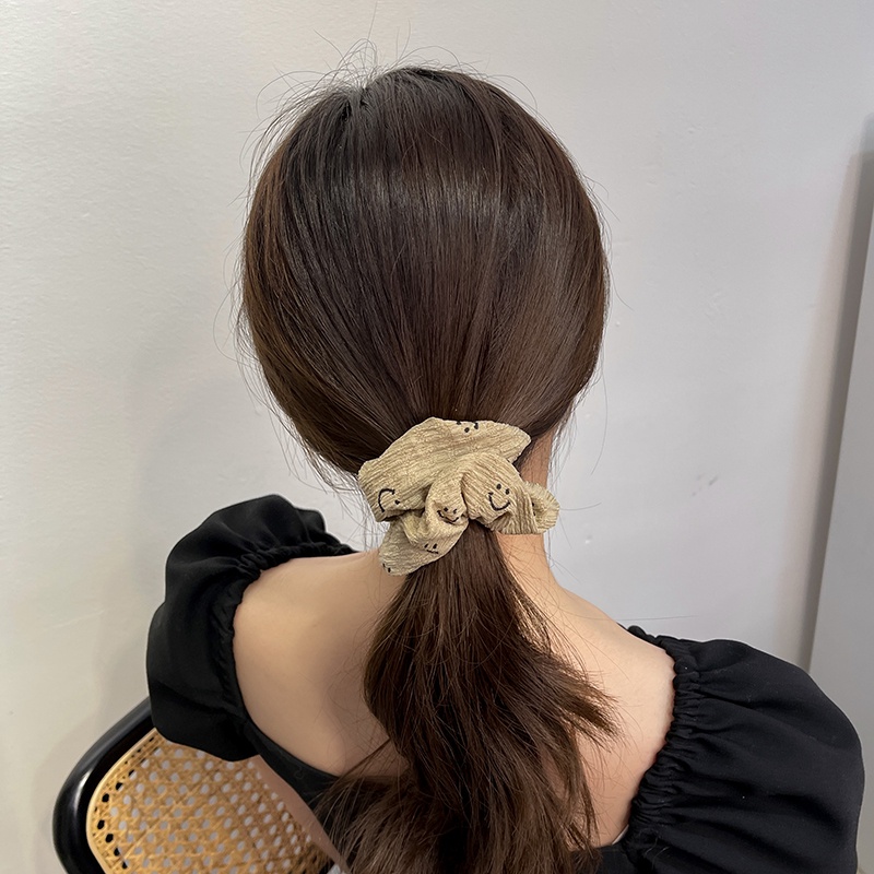 Dây Cột Tóc Ruy Băng Họa Tiết Mặt Cười Thời Trang Hàn Quốc