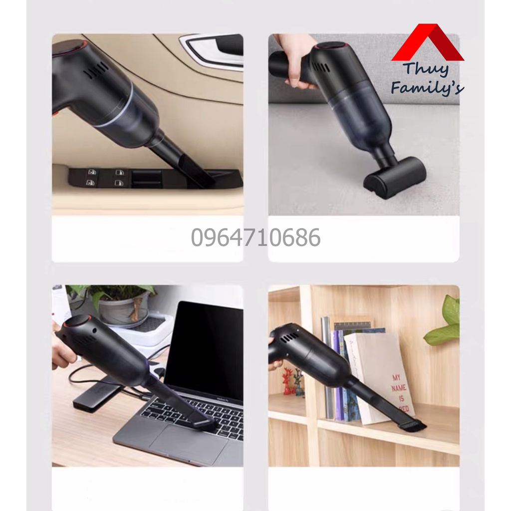 Máy hút bụi cầm tay mini DHA, hút lông chó mèo, hút bụi ô tô siêu tiện lợi - bảo hành 12 tháng