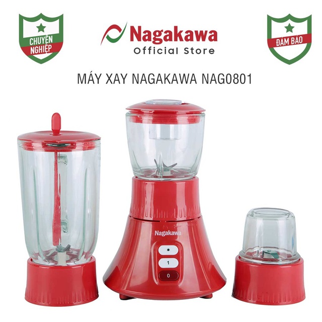 [Mã 267ELSALE hoàn 7% xu đơn 300K] Máy xay Nagakawa NAG0801 (350W - 1.25 Lít) - Hàng Chính Hãng - Bảo hành 12 tháng