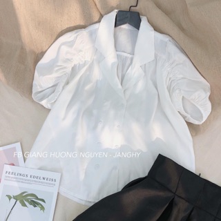 Sơ mi cổ vest tay bồng