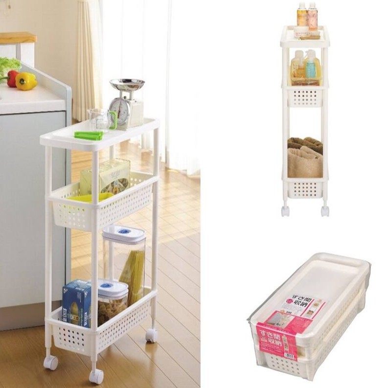 Kệ để đồ nhà bếp 3 tầng cao cấp có bánh xe (nội địa Nhật)