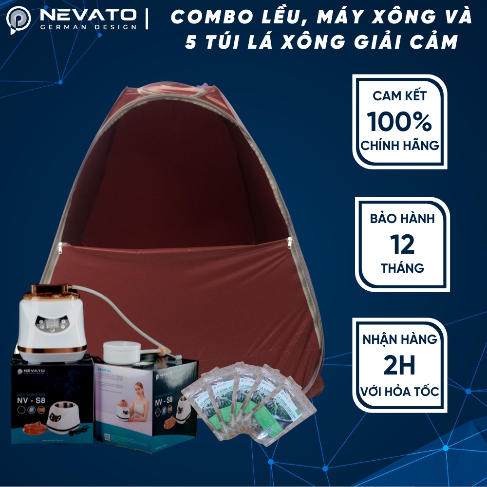 Combo Xông Hơi Gồm Lều Nồi Xông và 5 Túi Lá Xông Giải Cảm Nevato NVS8 Cao Cấp