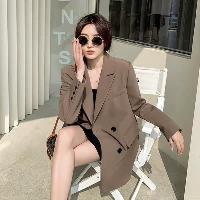 Áo blazer nữ 2 lớp, áo vest dài tay HB cao cấp 2 màu đen/nâu phong cách hàn quốc A072 | WebRaoVat - webraovat.net.vn