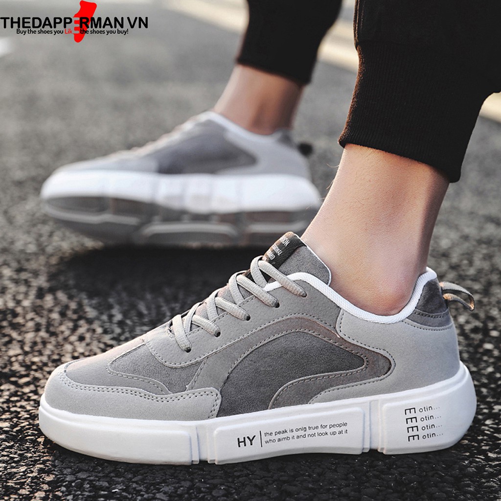 Giày nam thể thao sneaker THEDAPPERMAN WD887 chất liệu da lộn, đế cao su nhiệt dẻo, êm chân, chống trơn trượt, màu xám