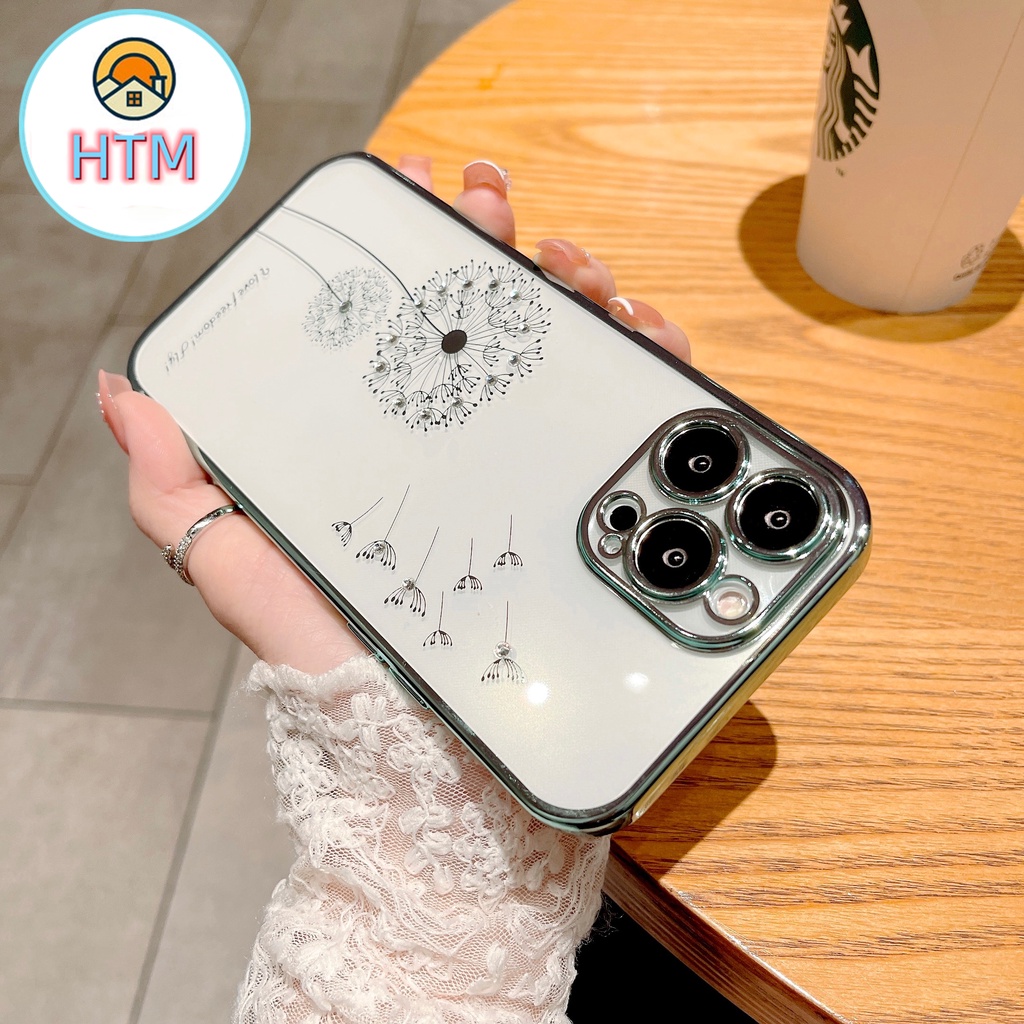 Ốp Điện Thoại TPU Mạ Điện Họa Tiết Hoa Bồ Công Anh Cho Iphone 13 Pro Max 11 12 Pro XS MAX