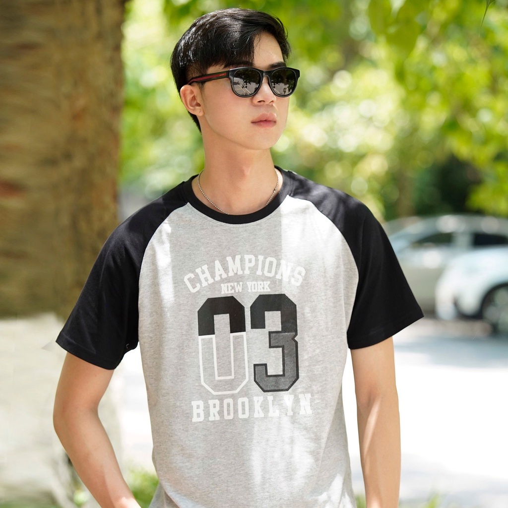 Áo phông nam SAYME tay raglan vải thun cotton co giãn, set gia đình đi biển đi chơi đều đẹp MCTS0020